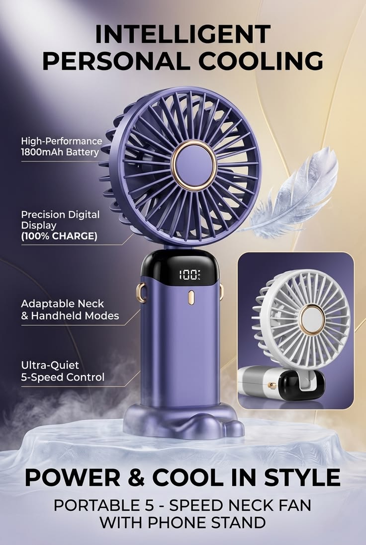 Smart Portable Fan with Digital Display